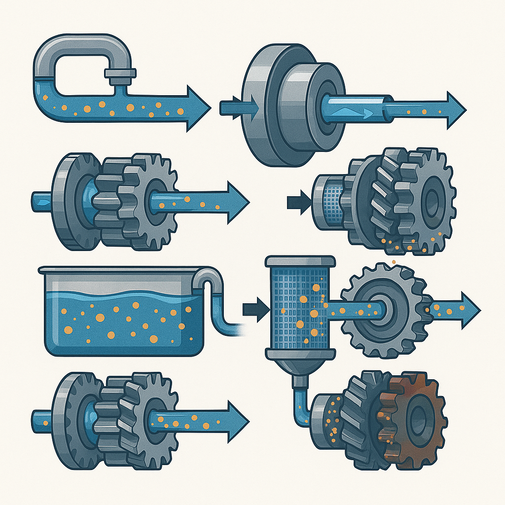 Representação visual de níveis de contaminação por partículas em óleo